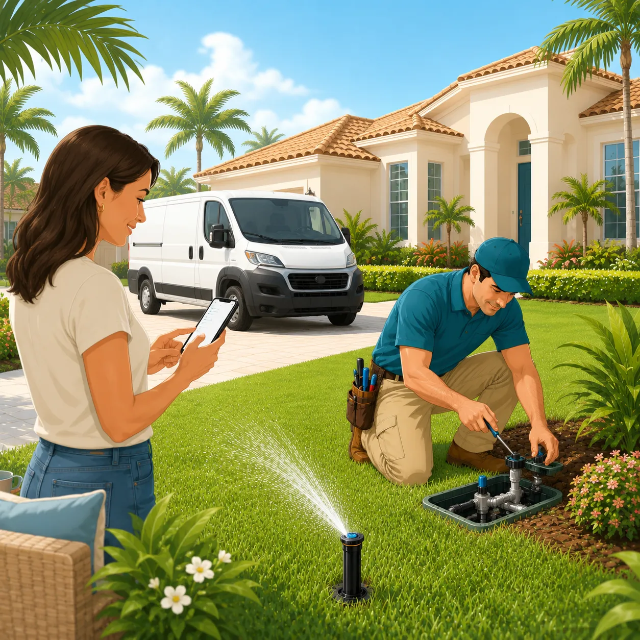 Sprinkler repair van ready for service in Southwest Florida