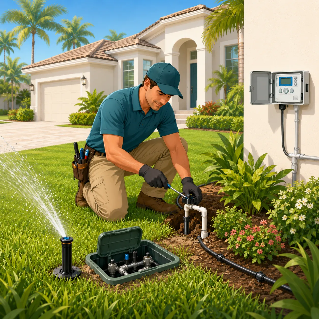 Sprinkler repair service van ready for a local appointment